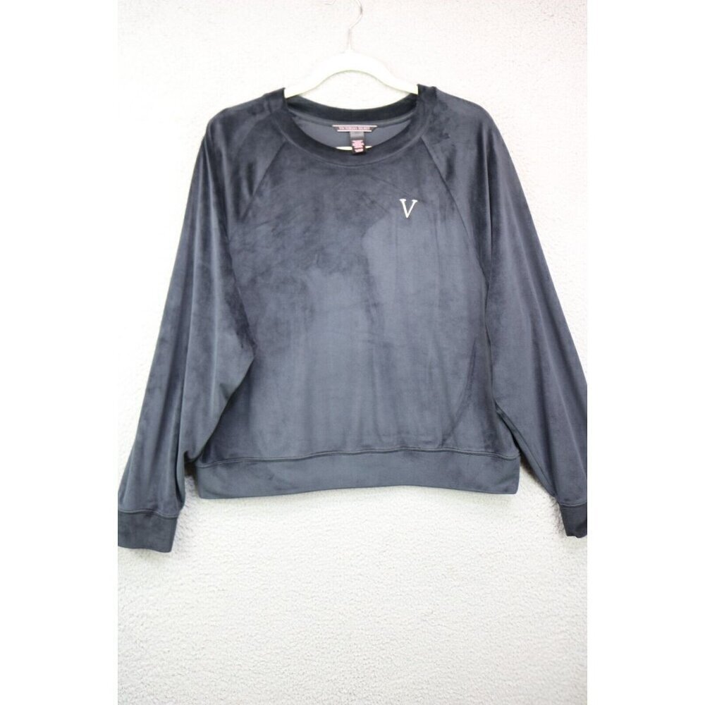 Victoria's Secret Black Velour Tracksuit Sweater-Size XL